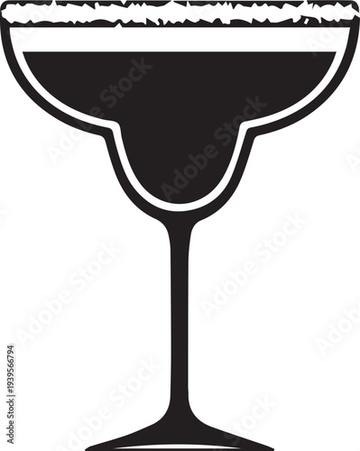 Margarita glass silhouette with salt rim vector illustration