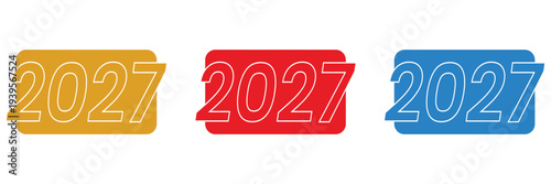 2027 year number banner labels, colorful horizontal tags for calendar and schedule planning
