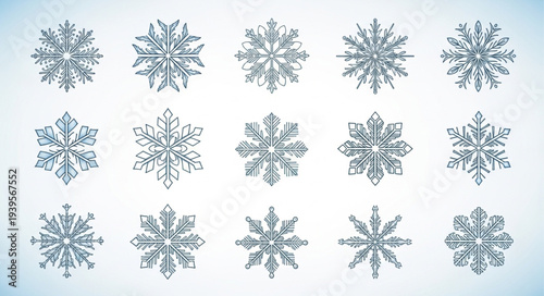 Collection of Snowflake Patterns with Intricate Details.