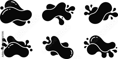 Dynamic black liquid splashes and blobs for design elements