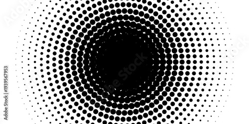 Dotted Concentric circles geometric element. Concentric segments of circles, random lines following a circle path. Dotted halftone Spiral backgrounds. EPS vector illustration
