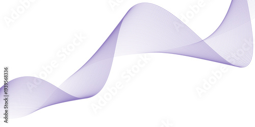 Flowing particles wave pattern, blue and purple gradient color isolated on white background. Vector in concept of AI technology, science, music, modern.