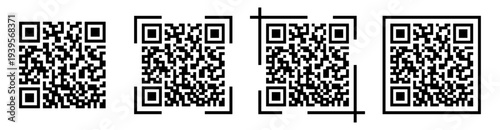 Decorative QR Code icon, Abstract Digital QR code Scanning Design Vector