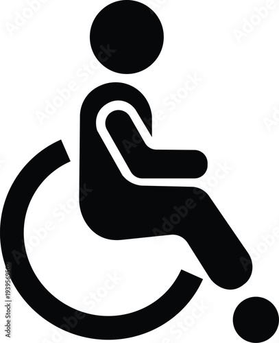 Disabled person icon showing wheelchair accessibility symbol for public places on transparent background