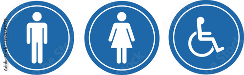 Male Female and Wheelchair Accessible Restroom Signs