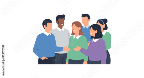 Diverse Team Collaboration and Communication in Flat Design