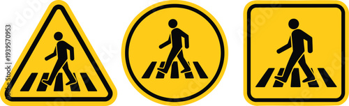 Pedestrian crossing signs triangle circle square traffic