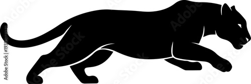 prowling jaguar silhouette vector illustration, sleek south american big cat predator on white