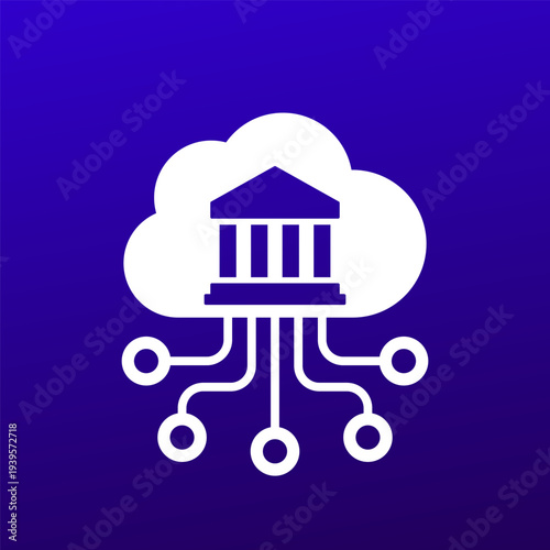 Electronic government vector icon with cloud