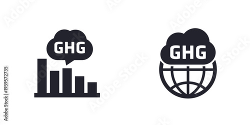 GHG, greenhouse gas icons, emissions and air pollution