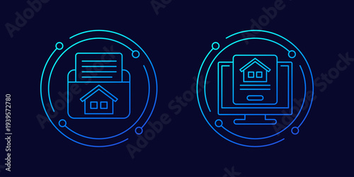 house project icons, linear design
