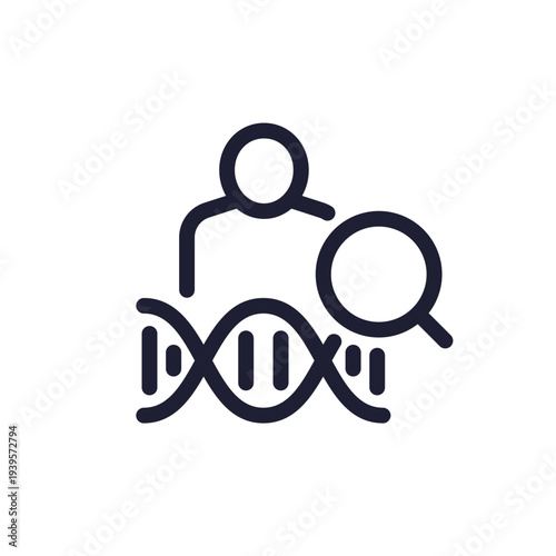 human genome line icon, DNA research vector