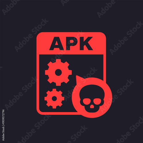 infected apk file icon with skull