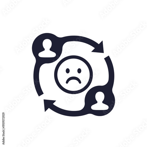 negative social interaction icon with people and arrows