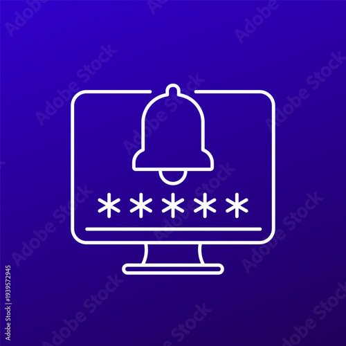 password notification icon, computer security line design