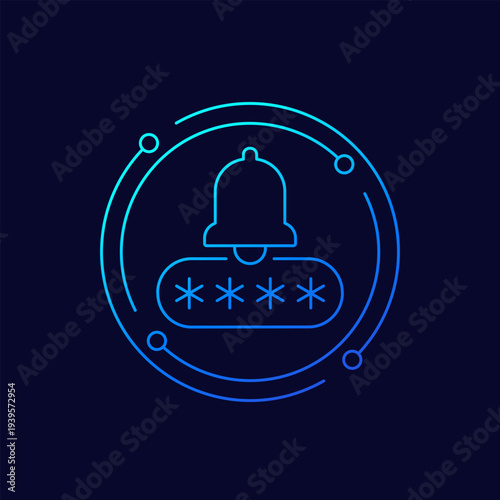 password notification icon, linear design