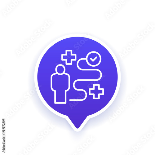 patient journey icon, line vector design
