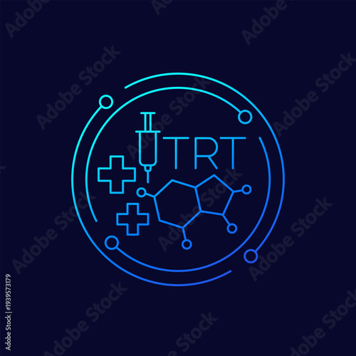 TRT, testosterone replacement therapy icon, linear design