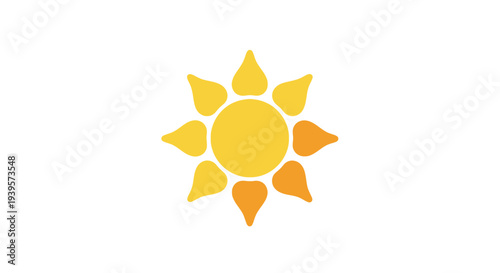 Simple yellow sun icon with orange rays on white background.
