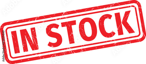 IN STOCK red rubber stamp text
