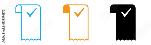 Colorful receipt icons with checkmarks
