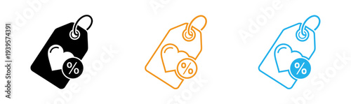 Discount price tags with percentage symbols