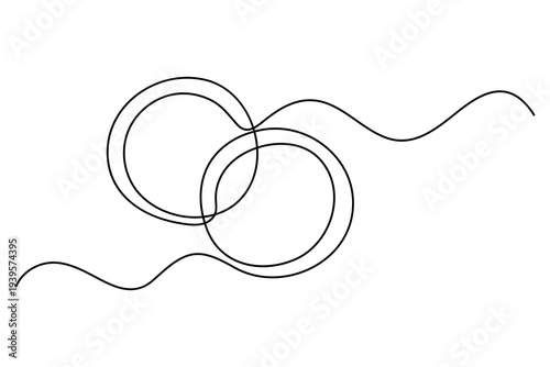 Continuous one line drawing of wedding rings and engagement ring minimalist illustration
