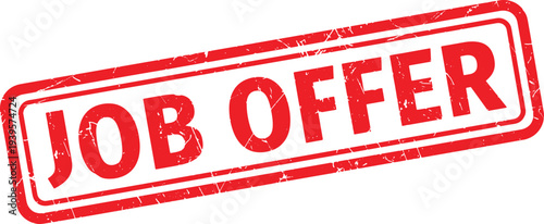 JOB OFFER red rubber stamp text