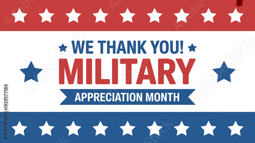 American military appreciation month thank you message with stars and stripes design