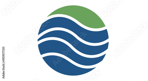 Blue Green Circle Wave Logo Design.