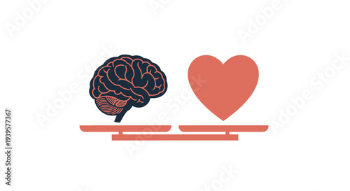 Brain and Heart Balance Illustration.