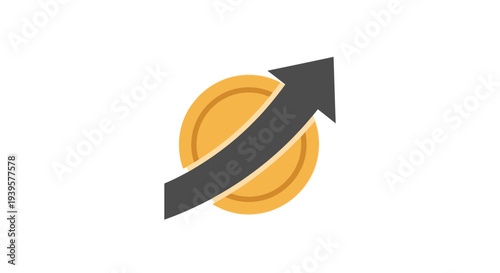 Gold Coin with Upward Trending Arrow.