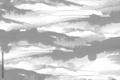 Abstract Gray Watercolor Brush Strokes Background with Textured Ink Wash.