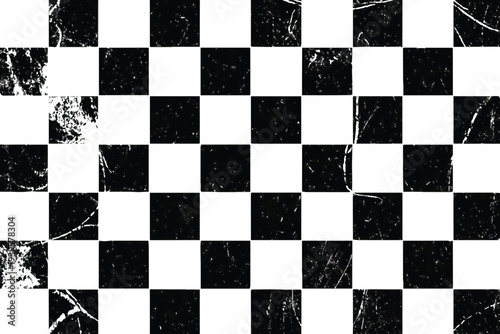Grunge Checkerboard Pattern with Distressed Texture and Racing Flag Aesthetic