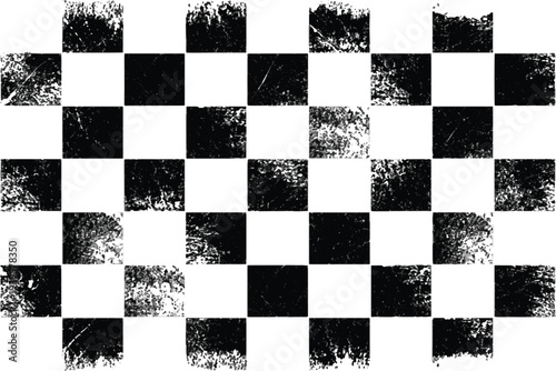 Grunge Checkerboard Pattern with Distressed Texture and Racing Flag Aesthetic