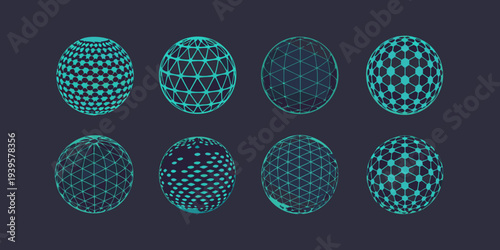 Abstract polygonal egg shapes in varying blue geometric designs