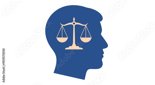 Human Head Silhouette with Scales Symbol.