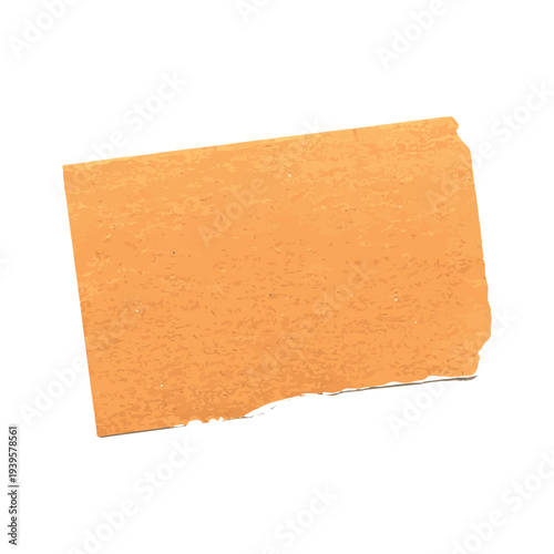 Orange Torn Paper Scrap with Grunge Texture Isolated on White Background.