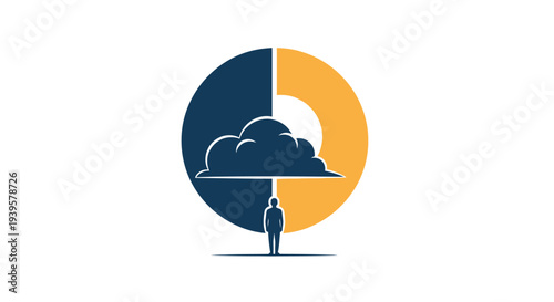 Man Standing Under Cloud in Circle.