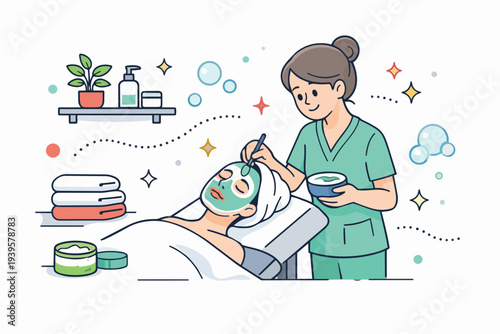 Woman receiving a facial treatment in spa for skin care and beauty