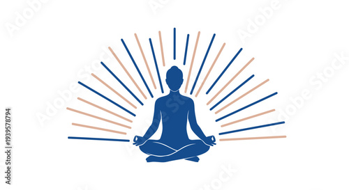 Meditating Person Silhouette Yoga Lotus Position.