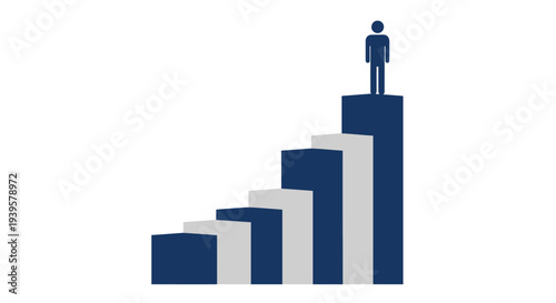 Person Standing on Top of Graph Bars.