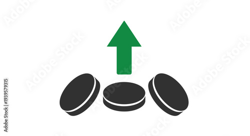 Three Coins with Green Arrow Up.