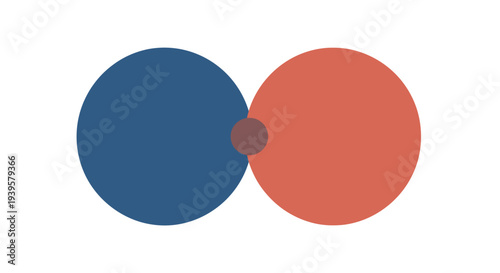 Two Colored Circles Overlap Small Circle.