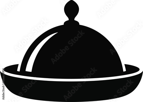 Black ceramic pot with lid on white background