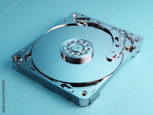 Wallpaper Mural hard drive open platter isolated on a light blue background Torontodigital.ca