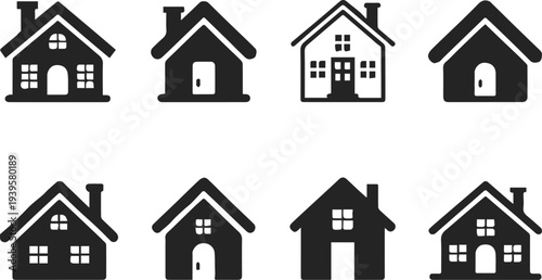 house logo icons pack vector outlines for real estate use
