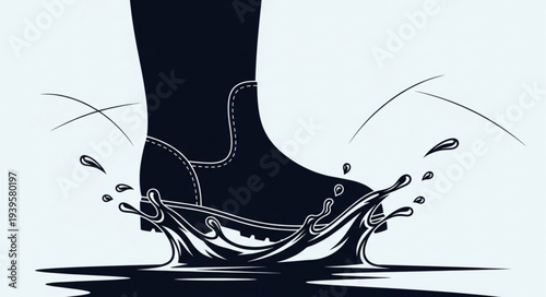 Close-up of a Splashing Water Drop with Reflection.