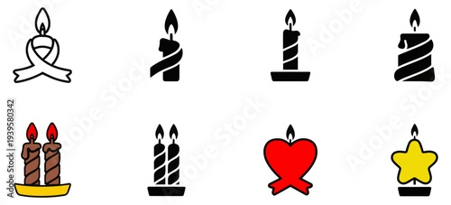 birthday candle set birthday flat vector illustration style isolated on white background