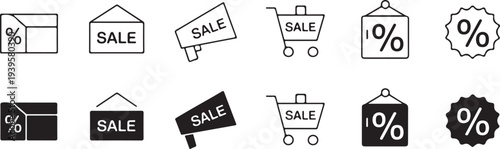 sale vector icons for ecommerce marketing promotions and discounts